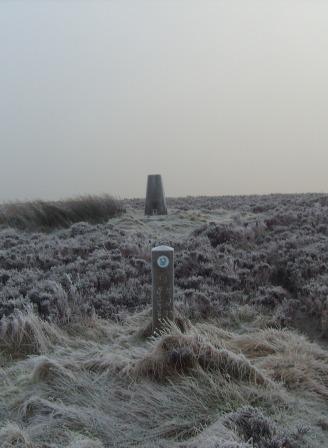 The trig point on Cyrn-y-Brain - a mile from the true summit, and one metre lower!