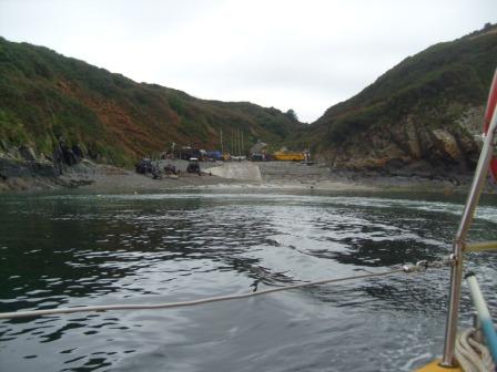 Sailing away from Porth Meudwy