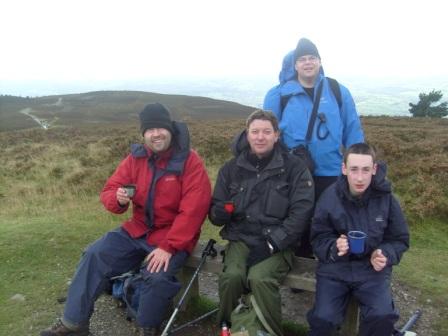 Soup break as the two groups crossed each other just below Moel Famau