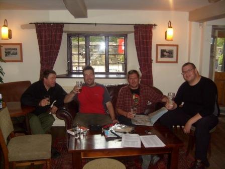Kjell LA1KHA, Tom M1EYP, Aage LA1ENA and Mads LA1TPA all enjoying a pint