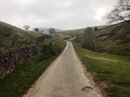 Gradually ascending farm road