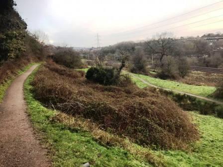 Emerging from Tytherington Wood onto a path high over the Bollin Valley