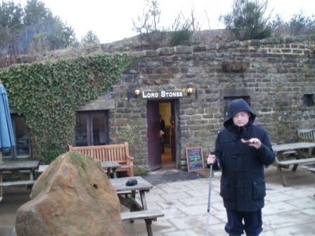 Easter egg eating outside Lords Stones Cafe