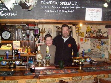 Behind the bar in the Tan Hill Inn