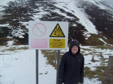 Liam and the cheerful sign!