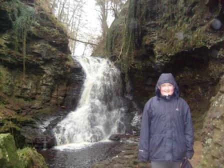 Waterfall at the head of Hareshaw Linn