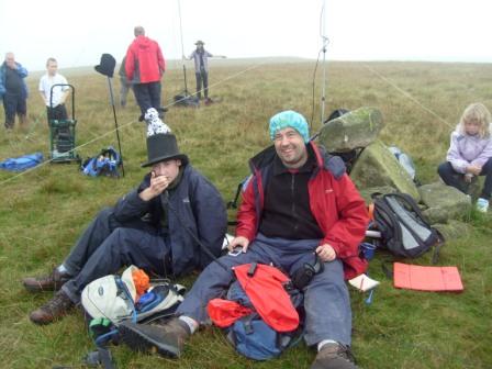 Jimmy M3EYP & Tom M1EYP.  In the background, are Roy G0HDX, Phil G1OPV and Martin M3VQE