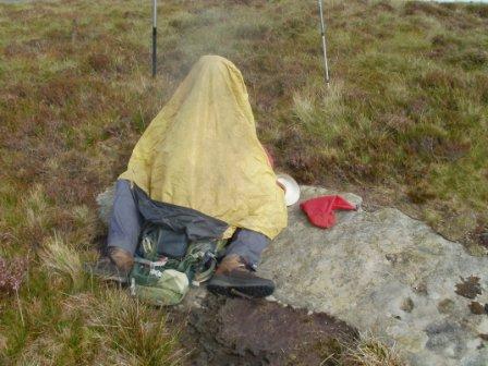 Tom M1EYP operating, and hiding from the midges!