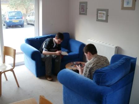 Relaxing in the youth hostel prior to setting off