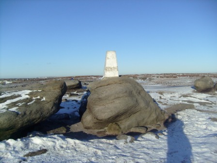 Trig point at Kinder Low on this beautiful clear day