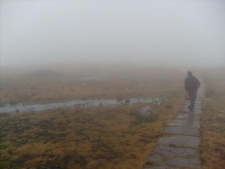 Liam progressing along the flagged Pennine Way route