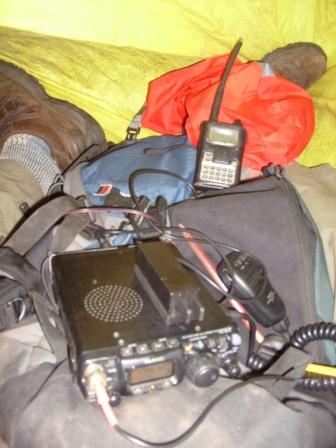 Tom's station inside the bothy bag