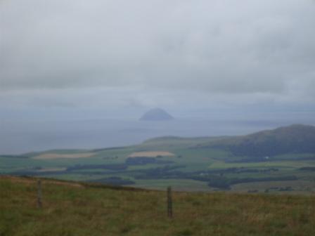 View from Beneraird of our soon target of Ailsa Craig