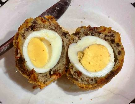 Homemade black pudding & chilli Scotch eggs for tea!