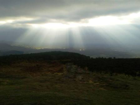 Shafts of sunlight as seen from Cloud summit