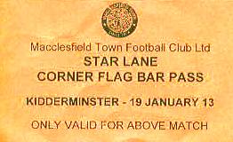 Bar pass v Kidderminster Harriers, 2013