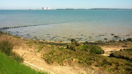 Looking across the estuary towards Maldon nuclear power station