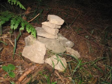 Close up of the tiny summit cairn on Shobdon Hill