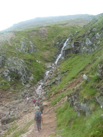 Approaching the waterfall on the descent