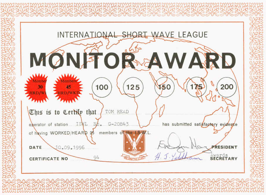 Monitor Award (endorsed for 45 members)
