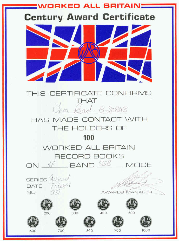 Century (Bookholders) Award (endorsed for 1000 books)