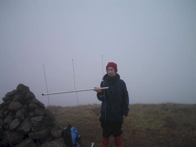 Jimmy with the beam on Agnew's Hill