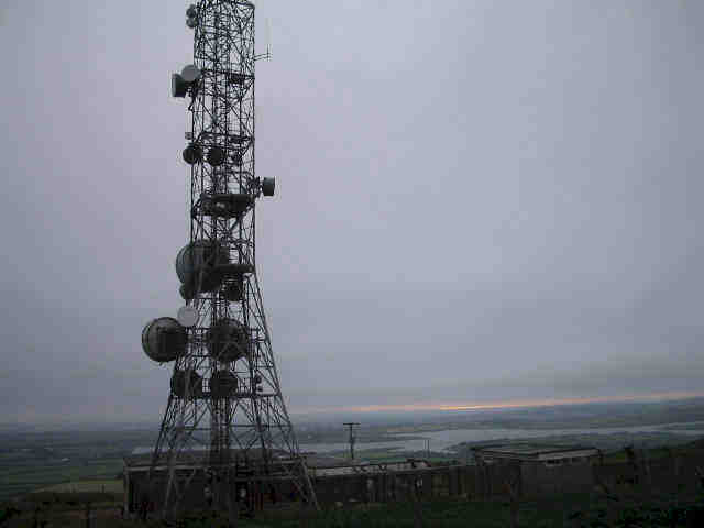 View and mast on the summit of Carnmenellis