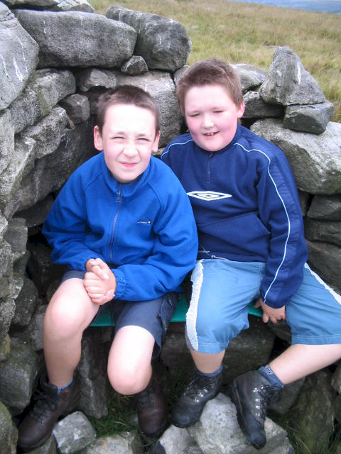 Jimmy and Liam in the little shelter