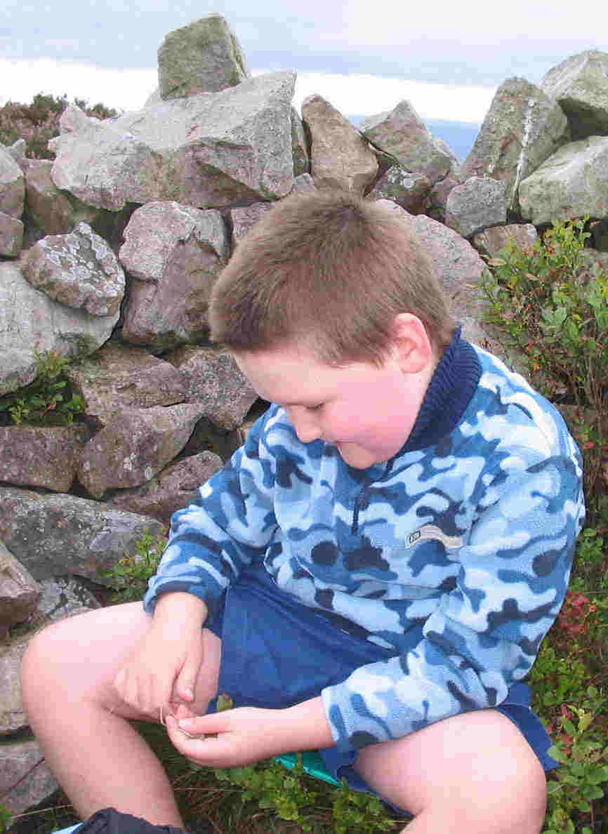 Liam in the summit shelter on Heath Mynd WB-007