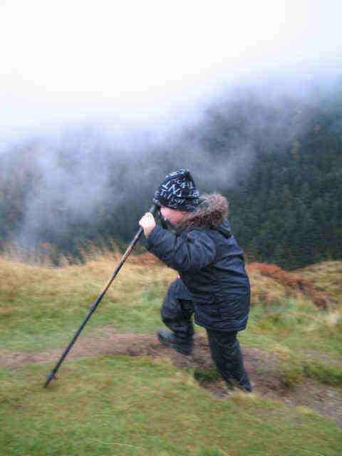 Liam close to the summit of 'Barf'