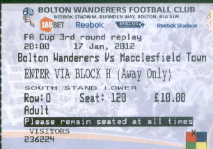 Away v Bolton, FA Cup replay, 2012