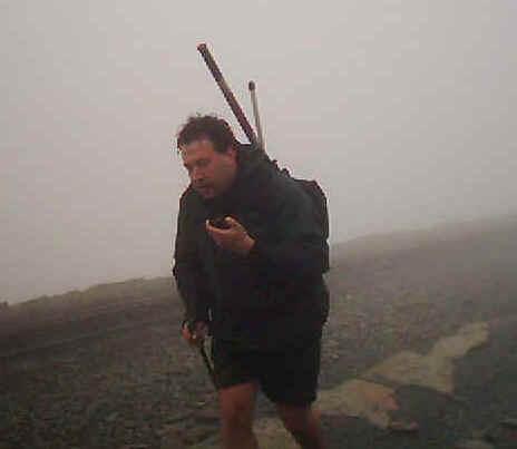 Tom MW1EYP/M begins to call out on the 230mW handy on the final part of the Snowdon ascent