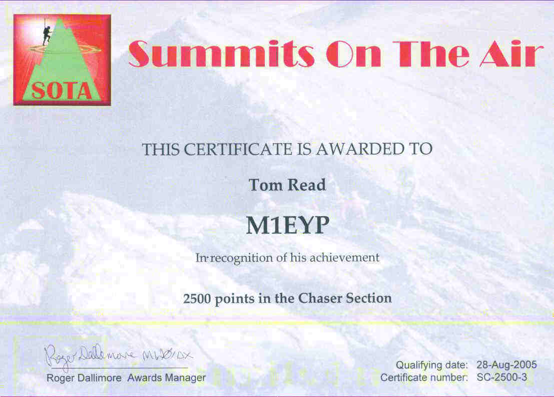 SOTA Chaser 2500 Award