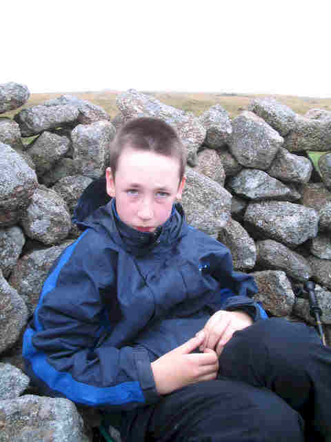 Jimmy in the shelter on Watch Croft